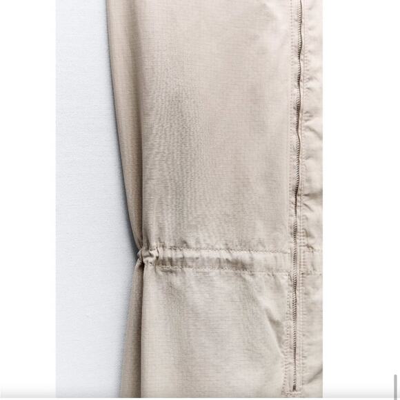 Zara Sleeveless Hooded Jumpsuit Khaki Size Large Trending Y2K Utility - Picture 7 of 8